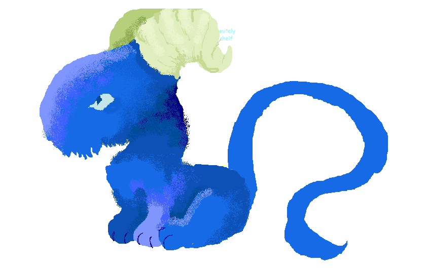 a small blue, goat-like creature with horns and a long tail.